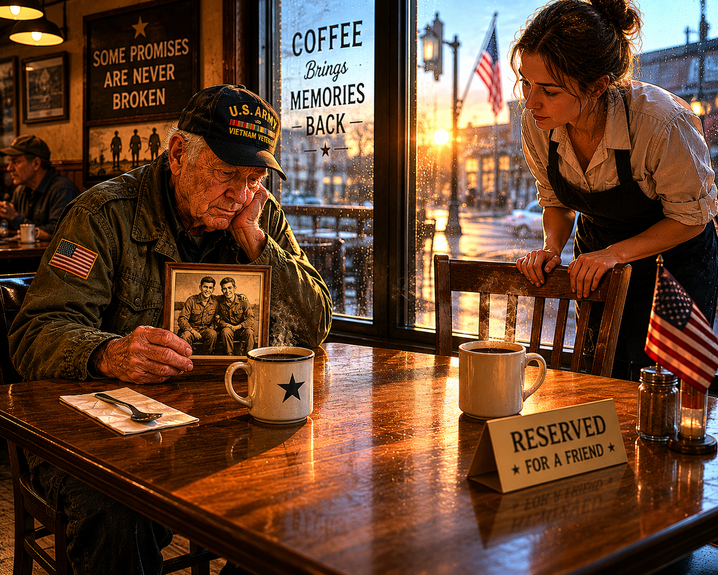 The Elderly Veteran Ordered Two Coffees Every Morning for 15 Years