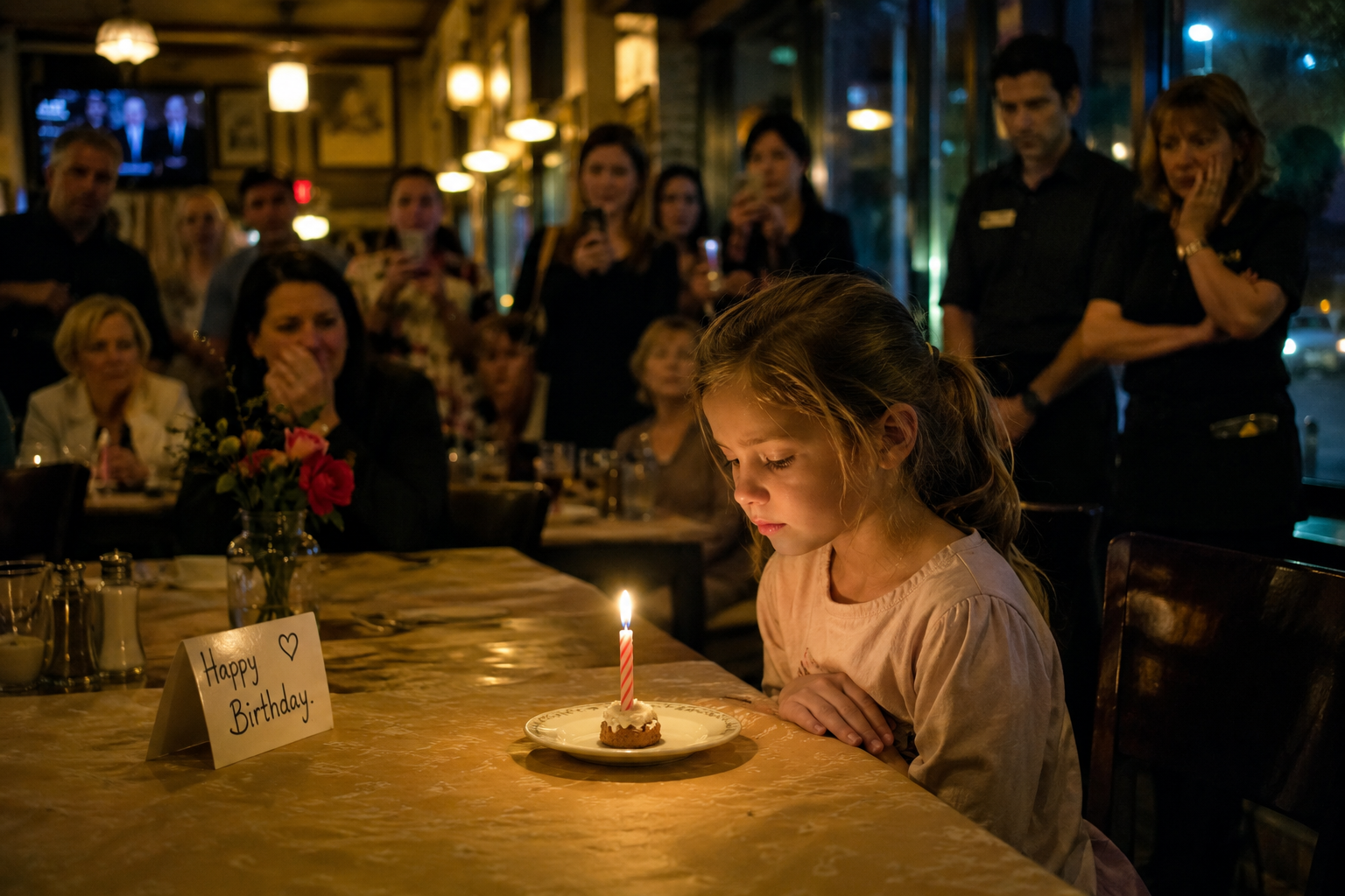 A Little Girl Sat Alone in a Restaurant With One Candle — Then Everyone Realized Why