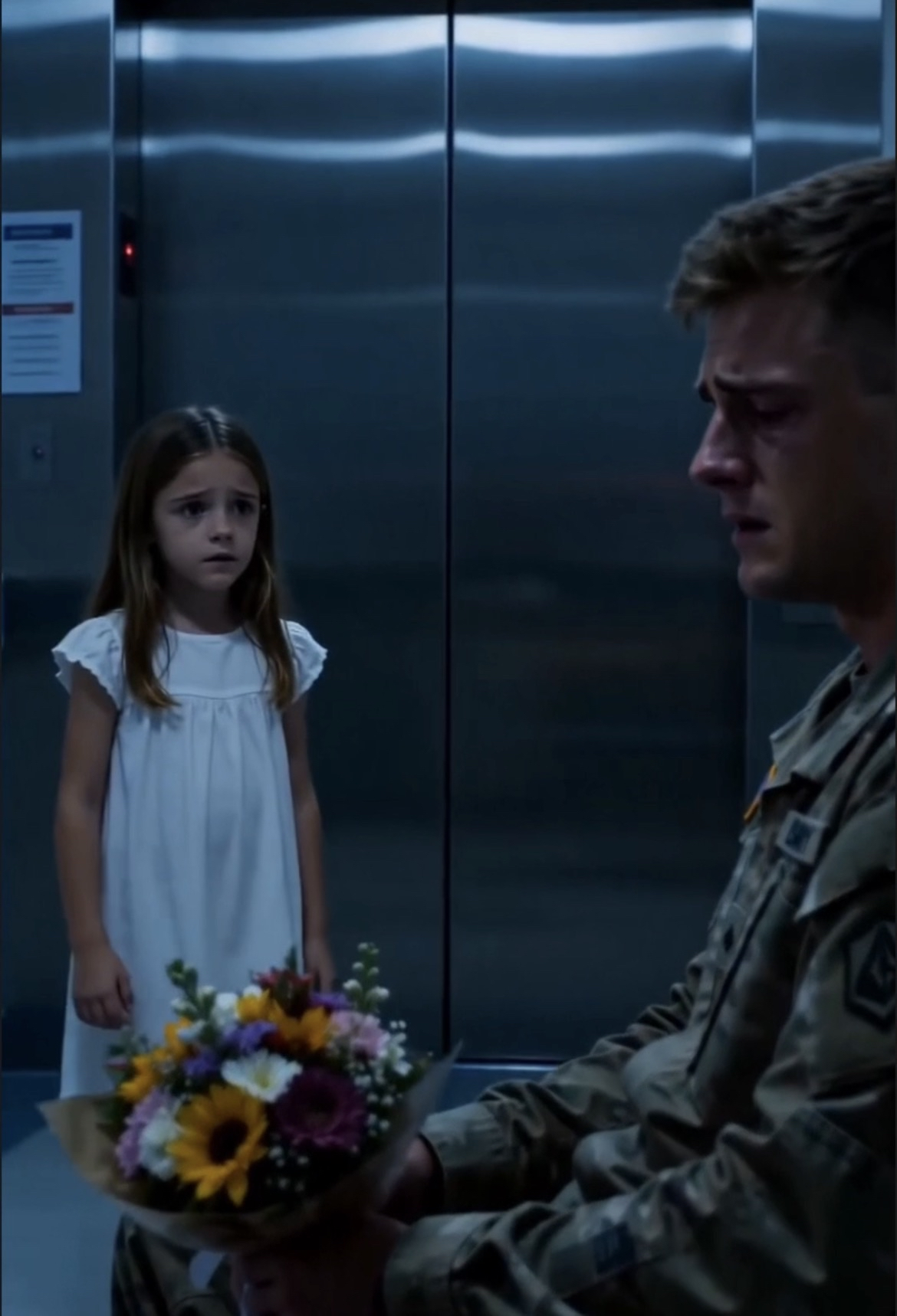 The Little Girl’s Words Made the Soldier Freeze Outside the Hospital Elevator