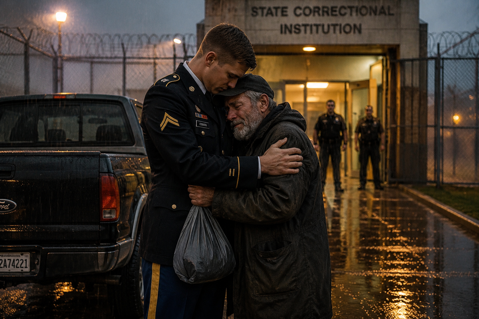 The Soldier Waited Outside the Prison Gates in the Rain