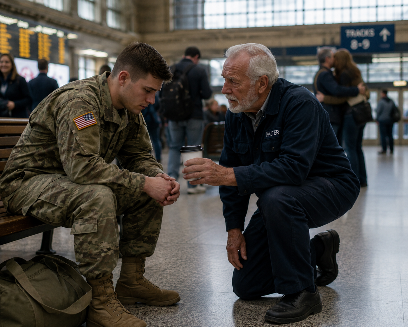 The Soldier Sat Alone at the Train Station — Until the Janitor Saw His Last Name