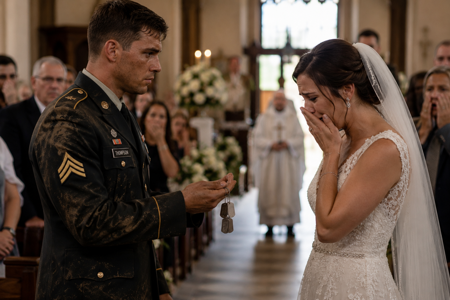 The Soldier Walked Into the Church Carrying the Groom’s Dog Tags